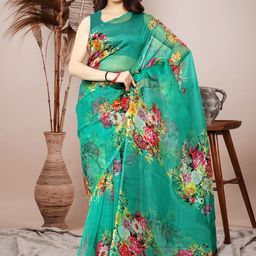 BAESD Floral Printed Organza Saree-image-81