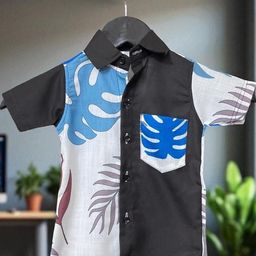 The Collared Kids Classic Floral Printed Spread Collar Cotton Shirt-image-51
