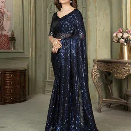 Hesika Sequinned Embellished Banarasi Saree-picture-4
