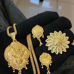niva fashion Women Gold-Plated Ethnic Brass Floral Jewellery Set-picture-37