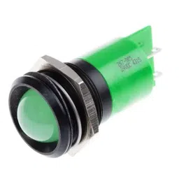 RS PRO Green Panel Mount Indicator 24V DC, Mounting Hole Size 22 mm, Termination Type Solder Tab, Model No 207905-13