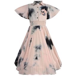 Wish Karo Tie and Dye Shirt Collar Short Sleeves Fit & Flare Dress-image-37