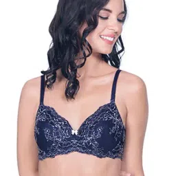 Amante Navy Non Wired Padded Full Coverage Bra-image-17