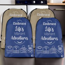 Aura Brown & Blue 4 Pieces Printed Foldable Water Resistant Multi-Utility Laundry Bags-image-45