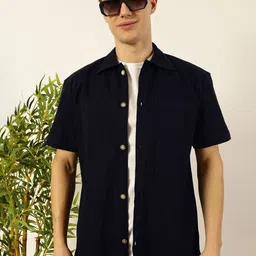 Mast & Harbour Men Premium Spread Collar Solid Cotton Relaxed Fit Casual Shirt-image-37