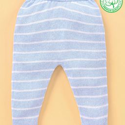 Babyhug 100% Organic Cotton Full Length Striped Fleece Pant - Blue-picture-25