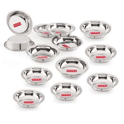 HAZEL Stainless Steel Plate Set Small Dish For Snacks Breakfast Silver - Pack of 12-27