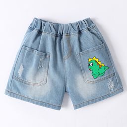Kookie Kids Washed Shorts Dino Print - Blue-image-69