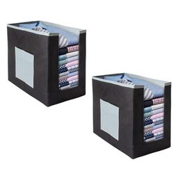 PrettyKrafts Shirt Stacker Closet Organizer , Shirts and Clothing Organizer , Exile Set of 2 Big , GreyBlack-32