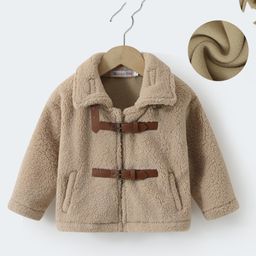 Kookie Kids Full Sleeves Collar Neck Front Open Fur Winter Jacket - Tan-image-83