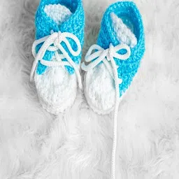 Knits & Knots Colour Blocked Handmade Booties With Laces - Blue-picture-34