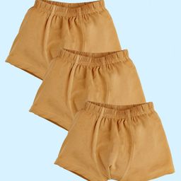 Kiddopanti Pack Of 3 Solid Boxer Shorts - Beige-image-100