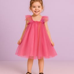 Mark & Mia Woven Sleeveless Solid Party Dress - Dark Pink-image-59