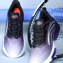 ABROS Mesh Detailed Abstract Designed Lace Up Ombre Shoes - Violet & Black-image-60
