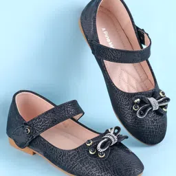 Pine Kids Velcro Closure Ballerina With Bow Applique - Black-picture-39