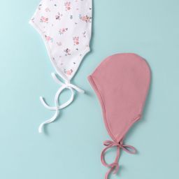 Ben Benny 100% Cotton Knit Printed Cap Pack of 2 White & Pink - Diameter 23 cm-image-40