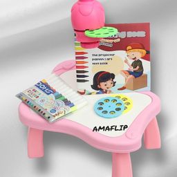 NIYAMAT Painting Toy Fun Learning Drawing Projector Desk Set, Multi-Function Kids Electric Projector Lamp-18