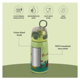Cello Flare Stainless Steel Sipper Water Bottle With Lion King Print Green - 450 ml-image-90