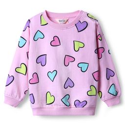 Bonfino 100% Cotton French Terry Knit Full Sleeves Oversized Sweatshirt With Heart Print - Pink-image-71