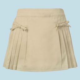 My Milestones 100% Cotton Woven Bow Detailed Pleated Skorts - Beige-picture-24