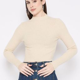 Camey Women Woollen Ribbed Crop Pullover Sweater-image-28