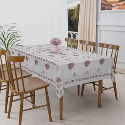 Myntra Elegant Homes Silver-Toned Geometric Printed Waterproof Plastic 6-Seater Table Cover-picture-13