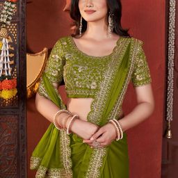 DHARMEE Sequinned Saree With Embellished Border image 4