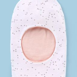 Ben Benny Knitted Interlock Cotton Double Layered Reversible Monkey Cap with Star Print Peach & White - Diameter 11 cm image 2