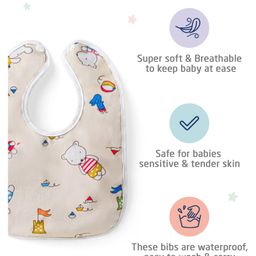 Joy Buzz Waterproof Feeding Bibs with Snap Button Closure Printed Pack of 5- Multicolour image 2