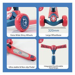 fab n funky 3 Wheel Foldable Kids Scooter with LED Lights and 5 Level Adjustable Handle Bar - Pink and White image 3