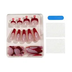 The Pink Truck Set Of 48 Artificial Reusable Hand & Toe Nail With Glue - Red-28