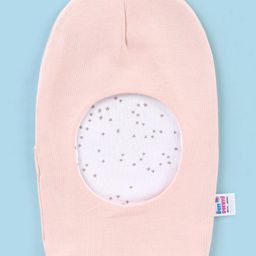 Ben Benny Knitted Interlock Cotton Double Layered Reversible Monkey Cap with Star Print Peach & White - Diameter 11 cm image 4