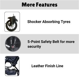 Little Pea Vista StrollerLightweight, Reversible Handle, 5-Point Harness, Multi-Recline, 0-5 Yrs, 25kg image 5