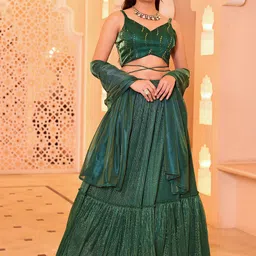 PURVAJA Embellished Sequinned Ready to Wear Lehenga & Unstitched Blouse With Dupatta-picture-12