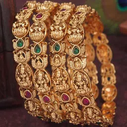 SGA FASHION Set Of 4 Gold-Plated Stones Studded Bangles-13