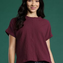 DressBerry Seersucker Extended Sleeves Regular Top-image-36