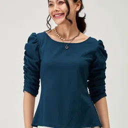 AASK Boat Neck Puff Sleeve Regular Top-26
