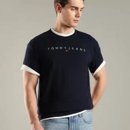 TOMMY HILFIGER Blue Embroidered Logo Regular Fit Cotton T-Shirt-picture-38