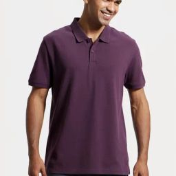Jockey AM35 Dark Purple Super Combed Cotton Rich Half Sleeves Polo T-Shirt-image-47