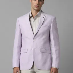 Louis Philippe Purple Linen Slim Fit Textured Blazer-image-54