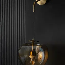 Whispering Homes Single Head Golden Glass & Metal Wall Lamp-image-46
