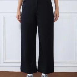 Iconic Black Polyester Solid Pants-image-19