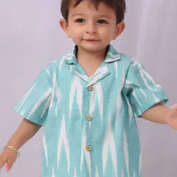 TJORI Boys Cuban Collar Abstract Printed Cotton Casual Shirt-image-31