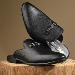 Hitz Luxure Men's Black Mule Shoes-picture-2