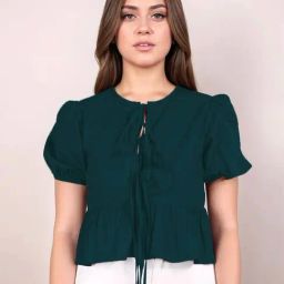 Zink London Green Cotton Plain Top-picture-30