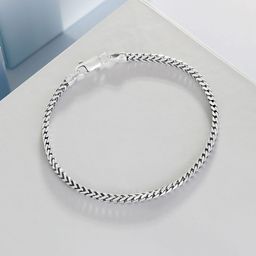 Zavya Men 925 Sterling Silver Rhodium-Plated Link Bracelet-18