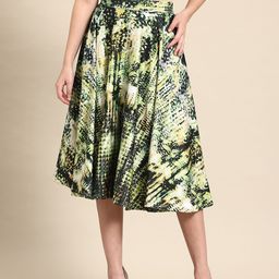 DODO & MOA Abstract Printed Crepe Flared Skirt-picture-41