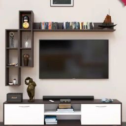 SPYDER CRAFT Engineered Wood TV Entertainment Unit (White & Brown)-11