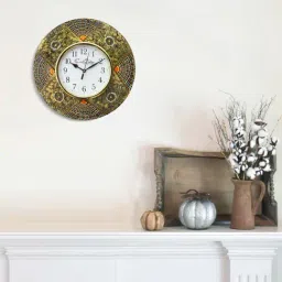 eCraftIndia Handcrafted Antique Design Papier-Mache Wooden Wall Clock-picture-27