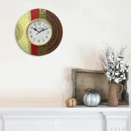 eCraftIndia Handcrafted Antique Design Papier-Mache Wooden Wall Clock-5